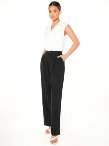 SHEIN Essnce Pantalones de pierna ancha unicolor