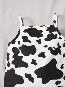 Đứa bé gái In hoa bò Cami Romper - Đen và trắng - Xem 4