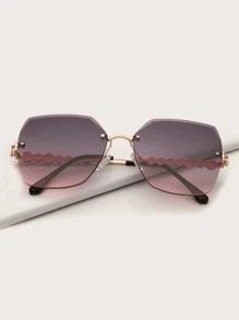Elegante gafas de montura sin marco para mujer con corte en bisel, adecuado para uso diario - Morado - Ver 2