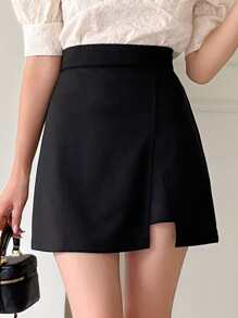 DAZY High Waist Asymmetrical Hem Skirt,Back To School Clothes Fall Skirts - Black - View 1