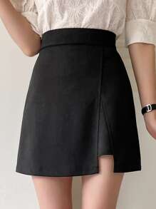 DAZY High Waist Asymmetrical Hem Skirt,Back To School Clothes Fall Skirts - Black - View 4