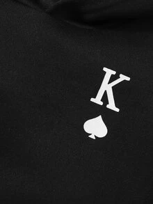 SHEIN Áo nỉ in hình quân bài cho bé trai - màu đen - Xem 4