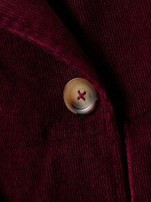 Girls Lapel Neck Peplum Coat Without Tee - Maroon - View 5