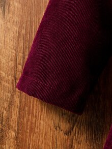 Girls Lapel Neck Peplum Coat Without Tee - Maroon - View 6