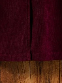 Girls Lapel Neck Peplum Coat Without Tee - Maroon - View 7