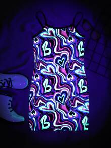 SHEIN Tween女孩對比綁定反光心形印花仙女裝 - 彩色 - 查看 1