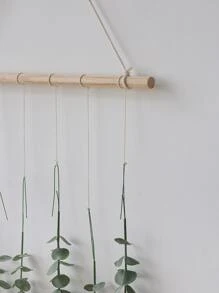 1Pc Macrame Wall Hanging With Faux Eucalyptus Leaves - Bohemian Style Hanging Decor For Living Room, Bedroom, Office - Perfect For Spring And Summer Home Decor - Green - View 3