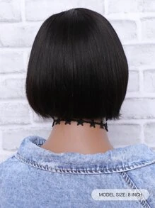 Bob U Part Wig Short Short Human Hair 8-12 Inch Straight Bob Wigs Natural Black Remy Hair Full Machine Made - Black - View 4