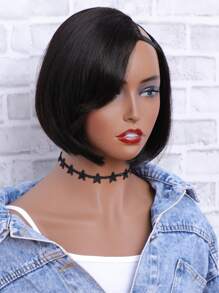 Bob U Part Wig Short Short Human Hair 8-12 Inch Straight Bob Wigs Natural Black Remy Hair Full Machine Made - Black - View 5