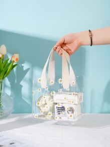 1pc/2pcs/5pcs 透明印花礼品袋 购物收纳袋，礼品包装袋，派对节日装饰，日常收纳包装袋，婚礼装饰伴娘礼物，母亲节礼品包装