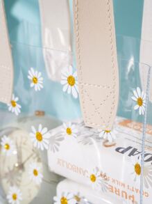 1pc/2pcs/5pcs 透明印花礼品袋 购物收纳袋，礼品包装袋，派对节日装饰，日常收纳包装袋，婚礼装饰伴娘礼物，母亲节礼品包装