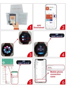 1pc Black Silicone Strap Sporty Full Touch Screen With Heart Rate Monitoring, Blood Pressure Blood Oxygen Tracking Life Round Smart Watch, For A Gift - 黑色 - 查看 6