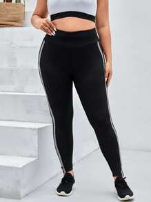 Yoga Basic Quần thể thao Legging Plus Size  & Quần Sọc bên Sọc - màu đen - Xem 4