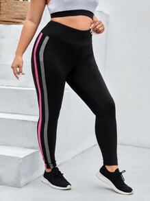 Yoga Basic Quần thể thao Legging Plus Size  & Quần Sọc bên Sọc - màu đen - Xem 5