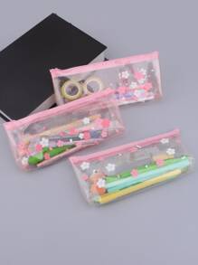 1pc Flower Pattern Random Pencil Case - Multicolor - View 1