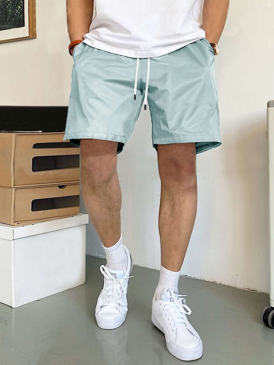 Manfinity Hypemode Men Slant Pockets Drawstring Waist Shorts - Baby Blue - View 1