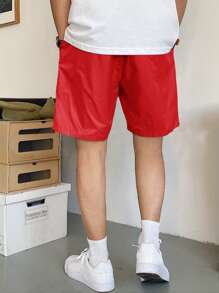 Manfinity Hypemode Men Slant Pockets Drawstring Waist Shorts - Red - View 2