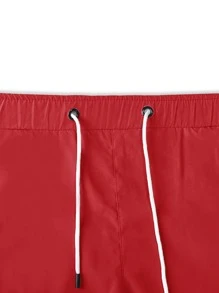 Manfinity Hypemode Men Slant Pockets Drawstring Waist Shorts - Red - View 3