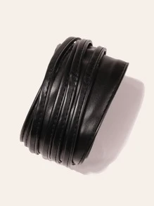 1pc Women Bow Tie Wide Belt Halloween Summer, School - Black - View 2