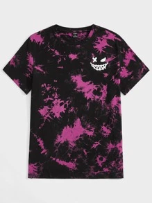 GENTILAND Men Cotton Cartoon Print Tie Dye Tee - Multicolor - View 1