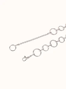 O型环装饰链腰带 - 銀色 - 查看 4