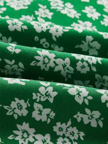 Soleia Ditsy Floral Split Thigh Cami Dress - Green - View 4