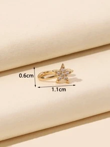 Simple & Stylish Cubic Zirconia Star Decor Nose Cuff No Piercing Needed Fake Clip For Women & Girls - Yellow Gold - View 4