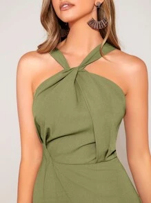 SHEIN BAE Twist Front Cami Dress - Olive Green - View 6