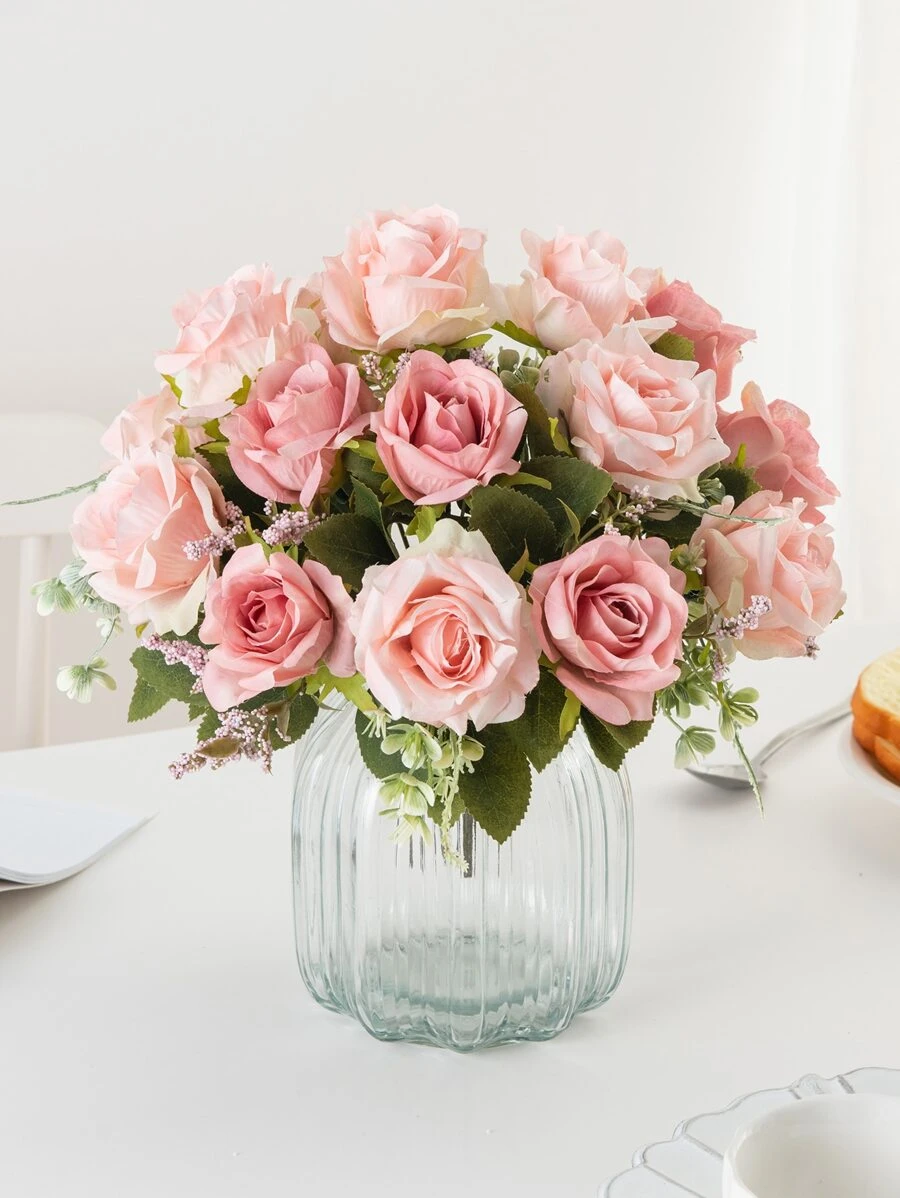 1支人造玫瑰帶5入組頭 - 彩色 - 查看 1