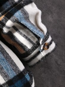 Manfinity Homme Men Plaid Print Drop Shoulder Overcoat Without Tee, Going Out Casual Overcoat, For Friends, Husband, Boyfriend Gifts - Multicolor - View 4