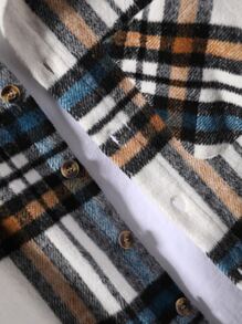 Manfinity Homme Men Plaid Print Drop Shoulder Overcoat Without Tee, Going Out Casual Overcoat, For Friends, Husband, Boyfriend Gifts - Multicolor - View 5