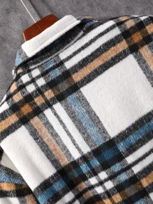 Manfinity Homme Men Plaid Print Drop Shoulder Overcoat Without Tee, Going Out Casual Overcoat, For Friends, Husband, Boyfriend Gifts - Multicolor - View 6