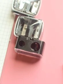 1pc Máy mài bút chì hai lỗ tối giản - màu đen - Xem 3