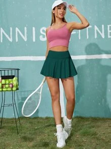 Breathable Softness Flare Tennis Skort - Dark Green - View 5