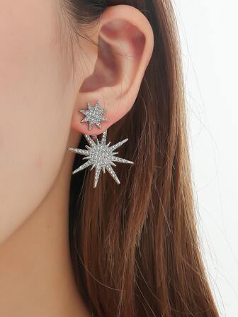 Rhinestone Star Decor Earring Jackets