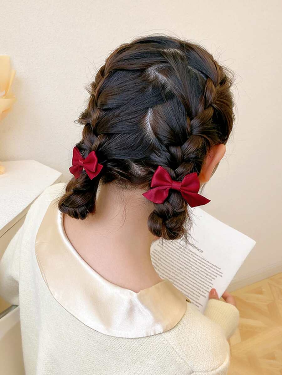 2 chiếc kẹp tóc hình bướm dễ thương cho các bữa tiệc, khiêu vũ, trang trí lấp lánh và tụ họp, nơ phong cách Y2k ngày lễ tình nhân, phụ kiện tóc, kẹp tóc - Đỏ - Xem 1