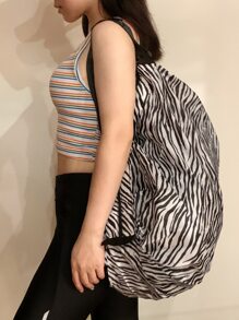 Bolsa de compras con estampado de rayas de cebra - Blanco y Negro - Ver 3