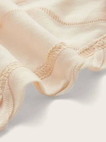 SHEIN ICON 紋理質感手帕下擺抹胸上衣 - 米色 - 查看 3