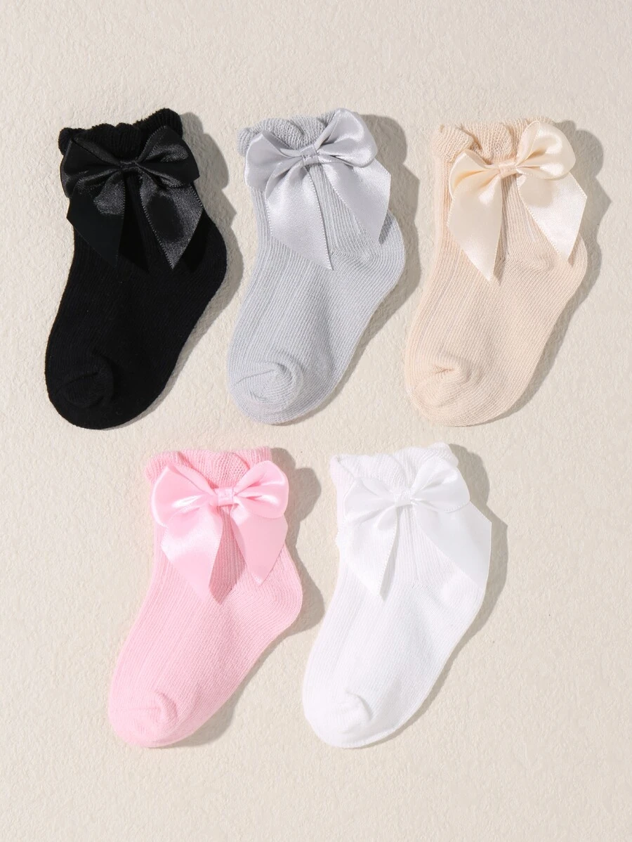 Bebé 5 pares Calcetines con diseño de lazo - Multicolor - Ver 1