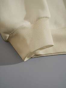 SHEIN EZwear Sudadera estampado de esqueleto con forro térmico - Beis - Ver 4