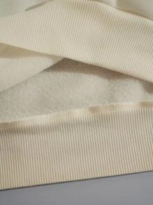 SHEIN EZwear Sudadera estampado de esqueleto con forro térmico - Beis - Ver 3