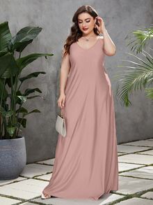 Mulvari Vestido de tirantes unicolor largo - Rosa vieja - Ver 4