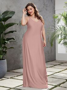 Mulvari Vestido de tirantes unicolor largo - Rosa vieja - Ver 5