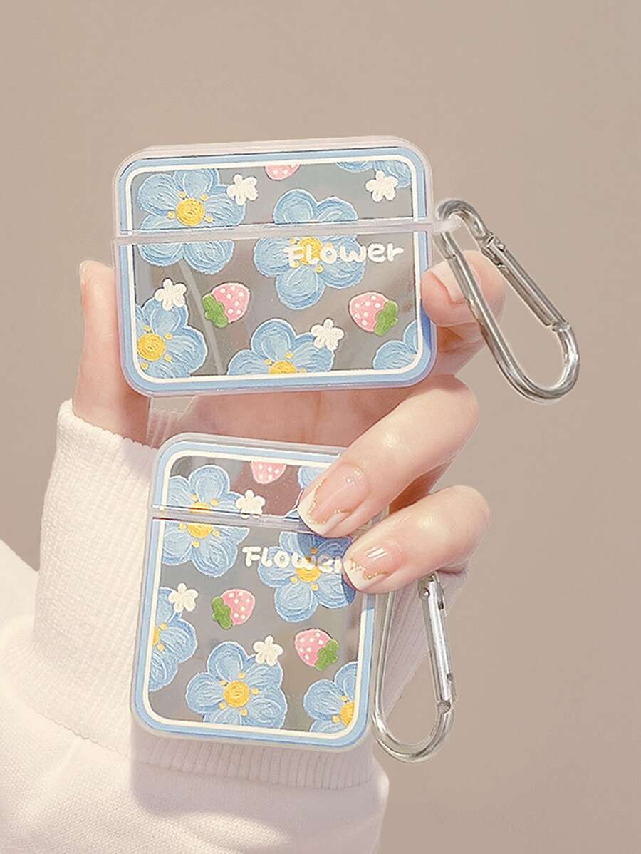 Flower Pattern Mirror Case Compatible With AirPods - Multicolor - View 1
