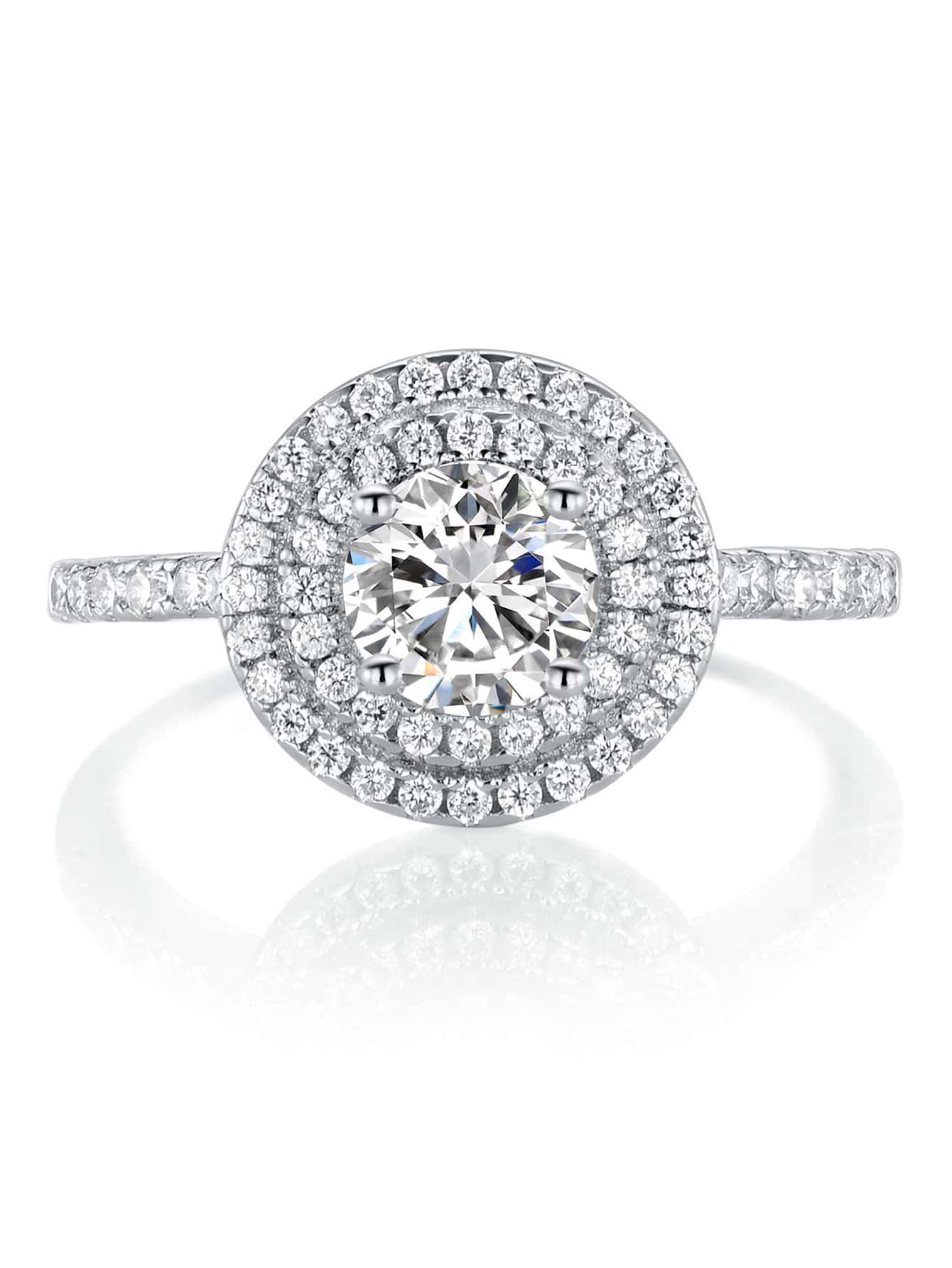 Nhẫn Khối Zirconia  Trang trí tròn - Bạc - Xem 1
