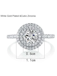 Nhẫn Khối Zirconia  Trang trí tròn - Bạc - Xem 3