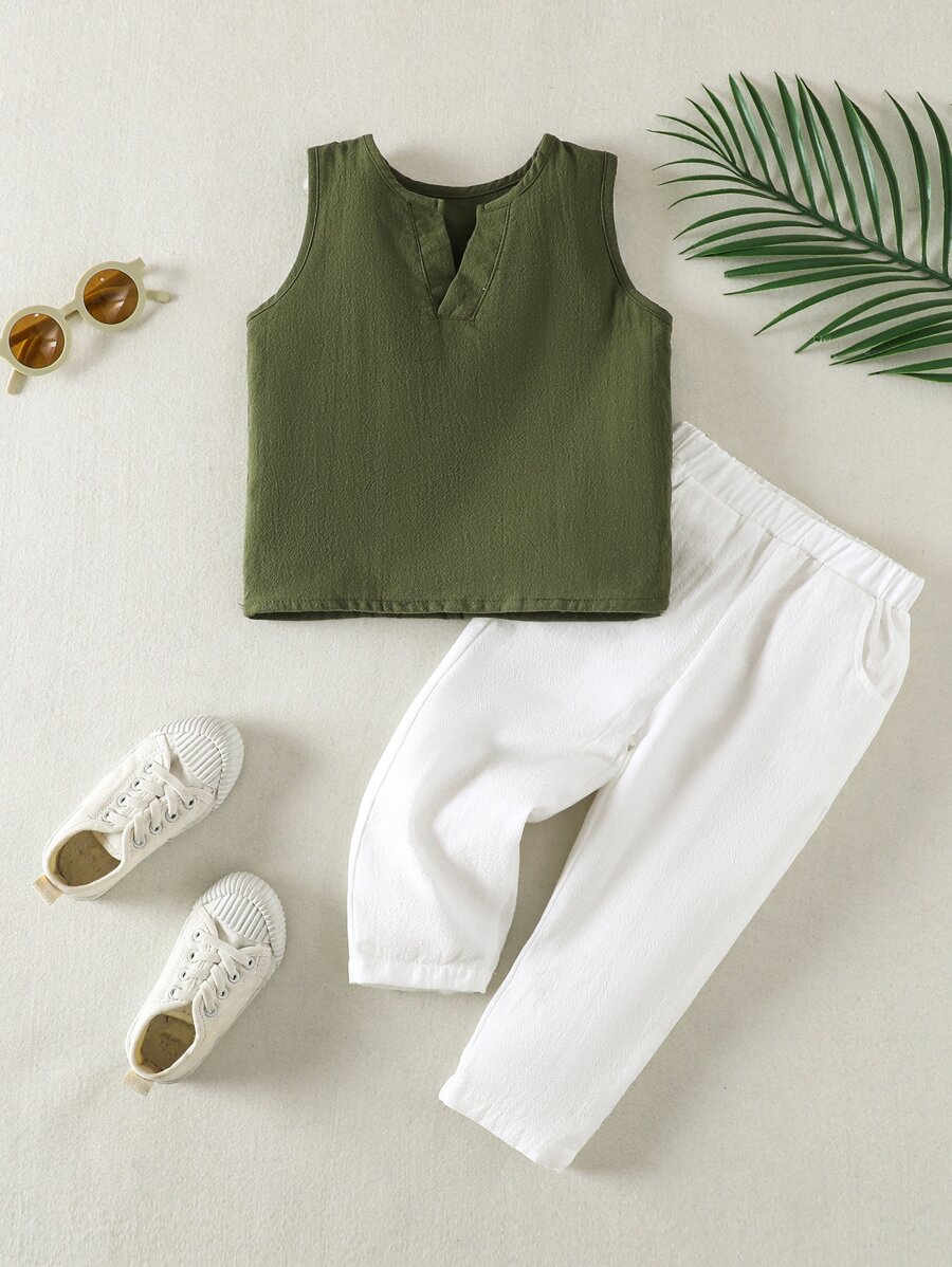 Đứa bé trai Cổ có Lỗ hổng Áo ba lỗ & Quần - Nhiều màu - Xem 1