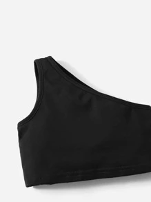 SHEIN 嬰兒女孩一字肩上衣和束口褲短褲 - 黑色 - 查看 4