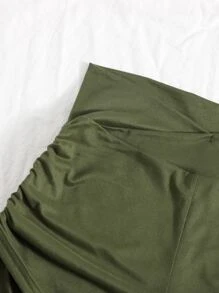 SHEIN EZwear 大碼側抽繩短褲 - 軍綠色 - 查看 4