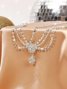 Faixa de cabeça de fantasia de decoração de corrente de strass - Prata - Visão 3